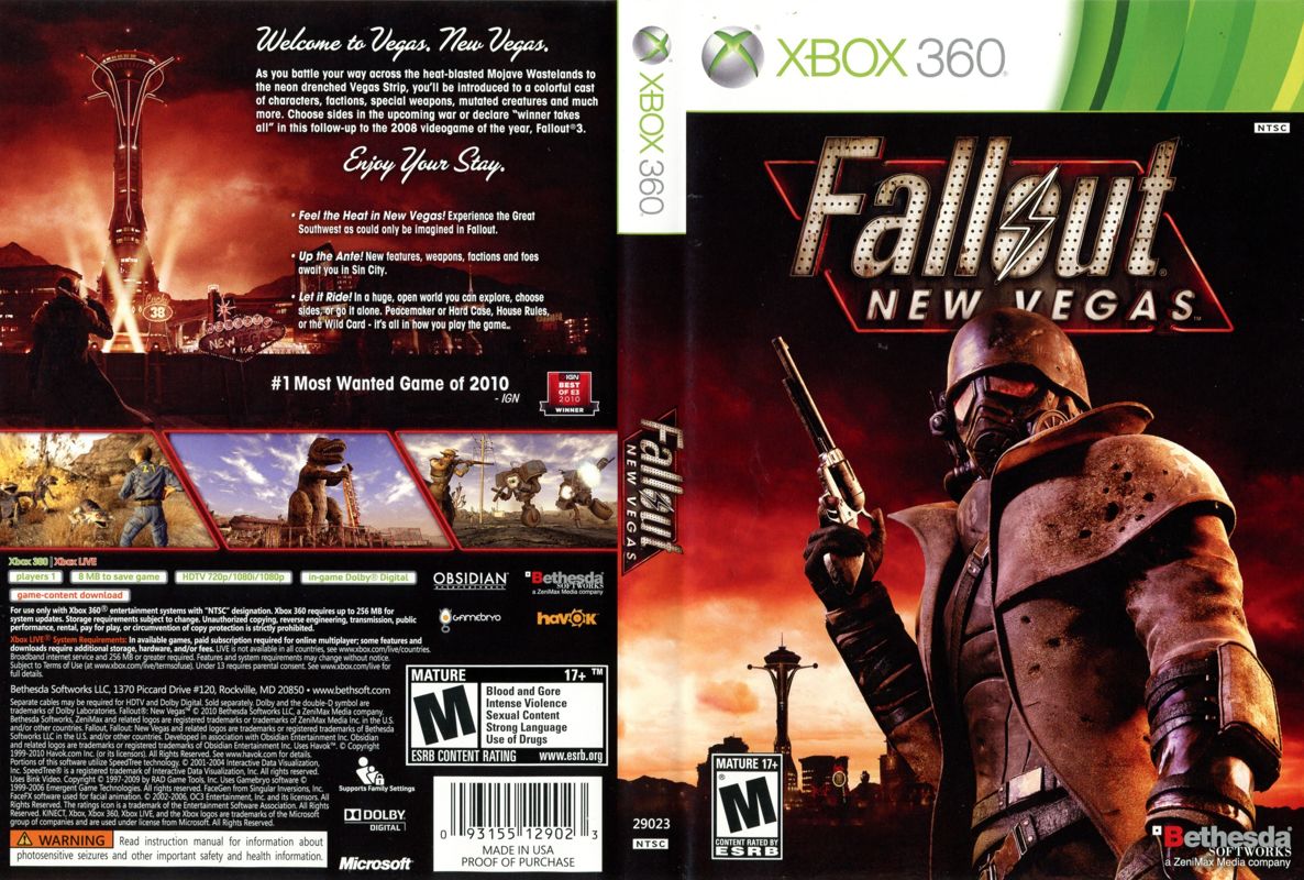 Fallout: New Vegas box art for Xbox 360